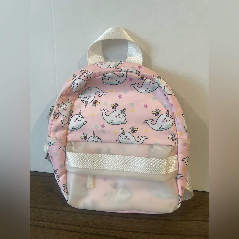 Girls Pink Stars & Unicorn Whale Print Mini Backpack